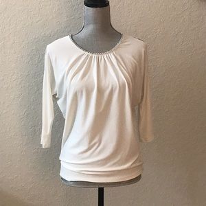 New York & Company White Formal Blouse
